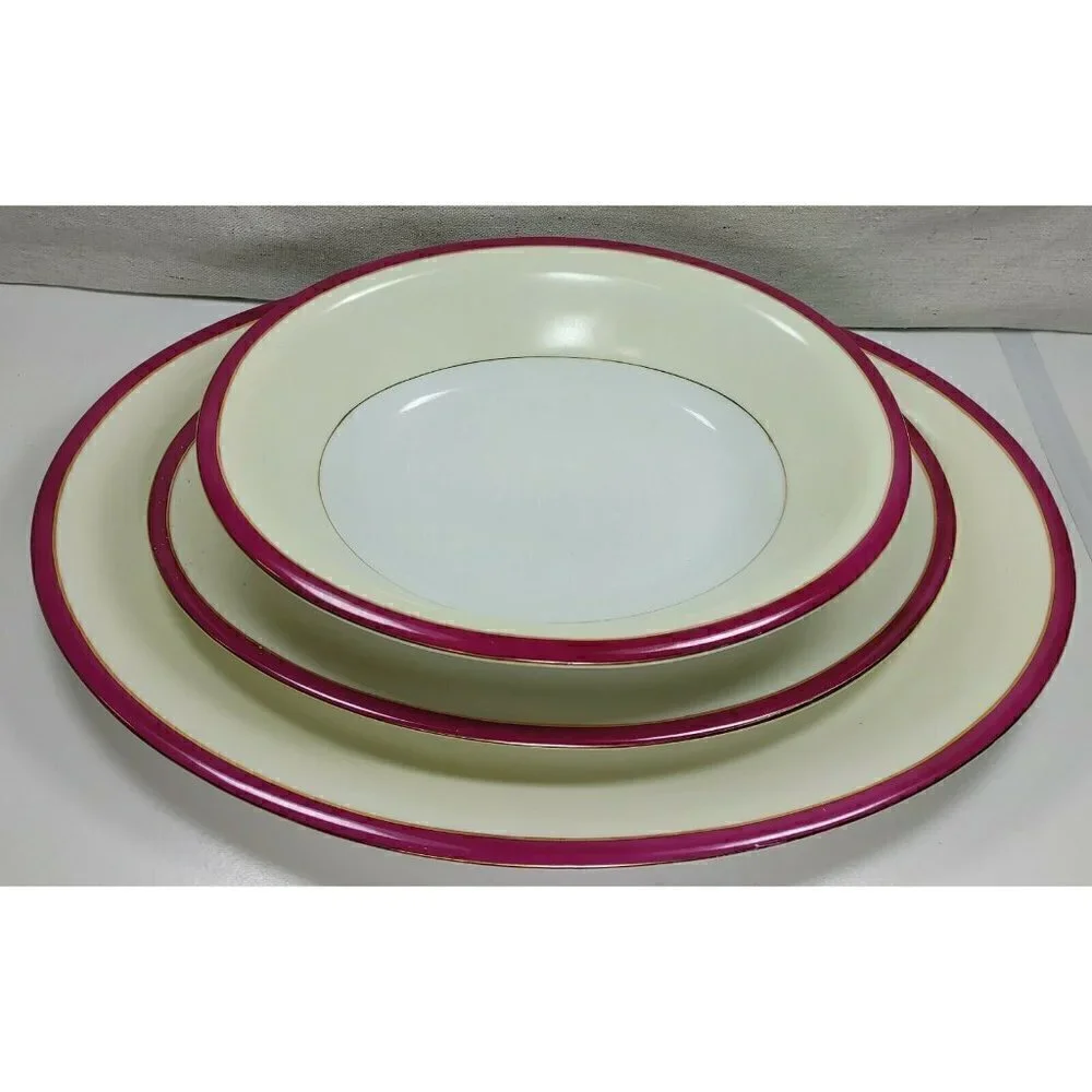 Vtg 1930's Victoria Ivory China Czechoslovakia Two Platters & Oven China Bowl